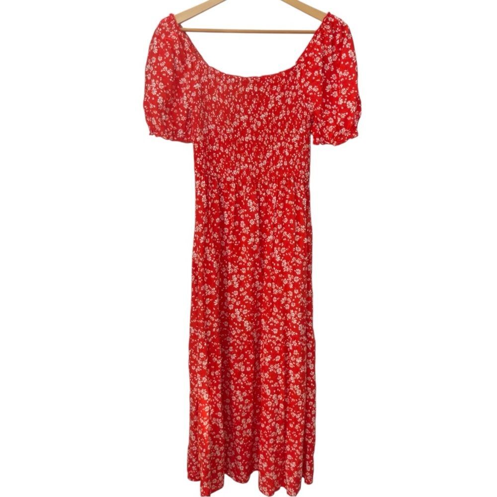 Zesica Short Sleeve Red White Floral Pattern Summer Dress. Medium. NEW.